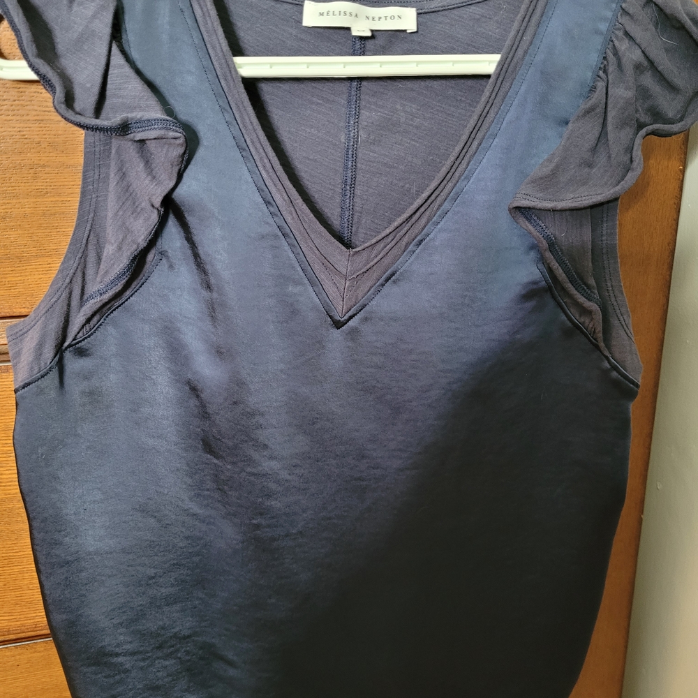 Melissa Nepton Dark Blue Sleeveless Blouse
